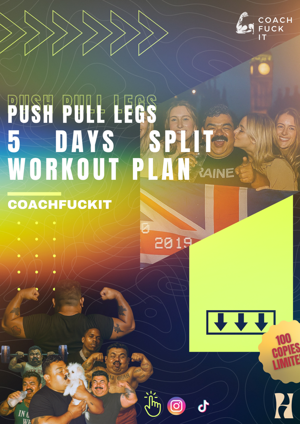 TVNK - 5 Days Push/Pull/Leg Workout Plan (Muscle Strength + Hypertrophy)